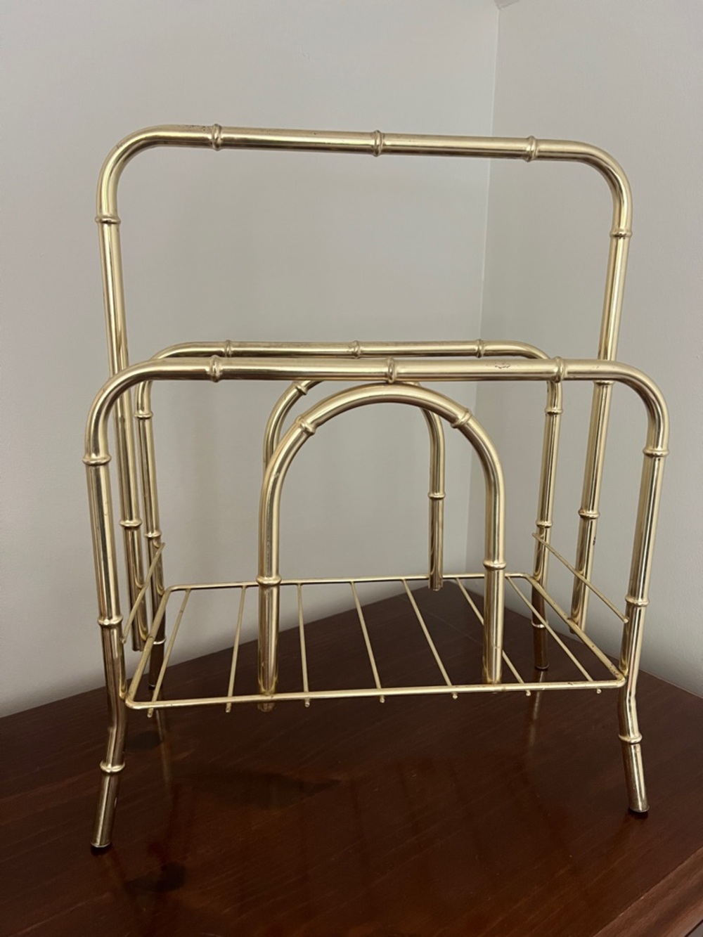 Gold Bamboo-Style Magazine Rack - Decorative Home Accent
